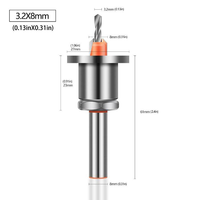 8mm Shank HSS Countersink Woodworking Router Bit Milling Cutter Screw Extractor Remon Demolition