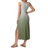 Women's summer long dress, sleeveless with side slits, long gradient vest dress