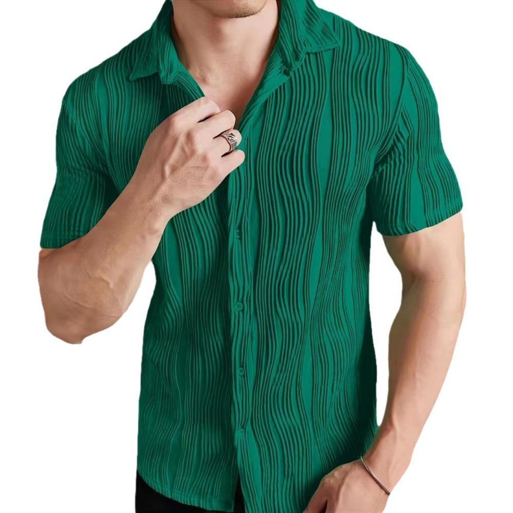 Men's Casual Breathable Solid Color Short Sleeved Shirt