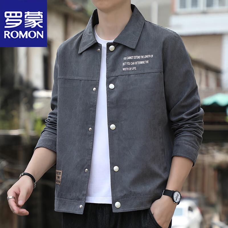 

ROMON Men s Stylish Faux Suede Lapel Jacket M