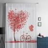 Valentine Love Tree Bicycle Curtain Tulle Decorative Sheer Curtains for Living Room Bedroom Kitchen Hotel Home Window Panels