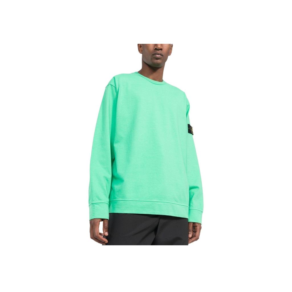 STONE ISLAND Moletom Casual Manga Longa Gola Polo Patch com Logo Cor Sólida FW22 Masculino sweatshirt Verde Brilhante 771563750-V0052