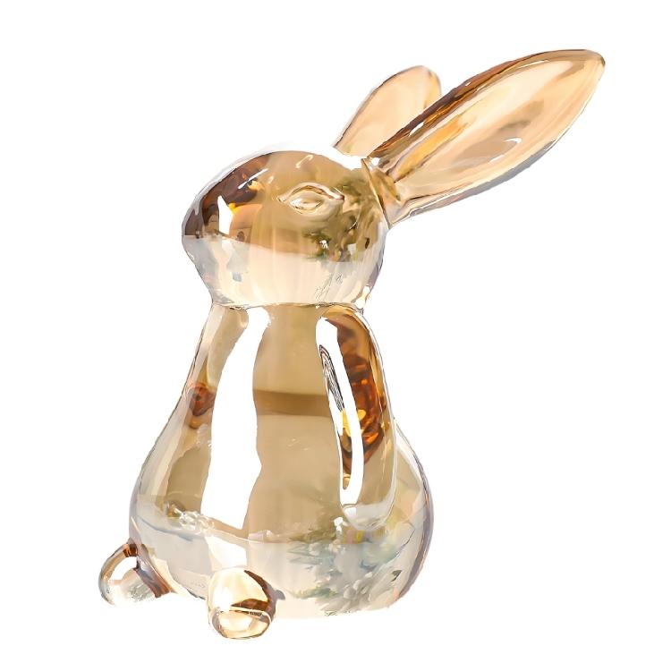 Handmade Artificial Glass Rabbit Statue Figurine Decorative Home Decoration Item For Bedroom Or Workspaces