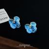 Popular Sicilian Manhua Super Immortal Drop Glaze Flower No Ear Piercing Earrings Women's French Ear Clips Premium Niche Earrings