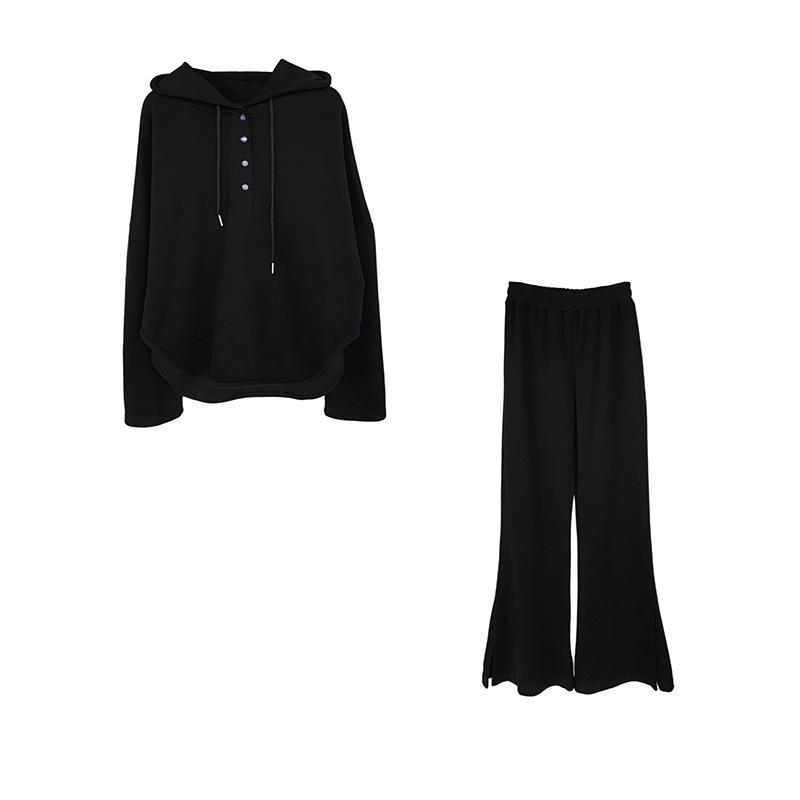 Trendy Solid Color Women's Two-Piece Sweatshirt Suit for Spring & Autumn 2022