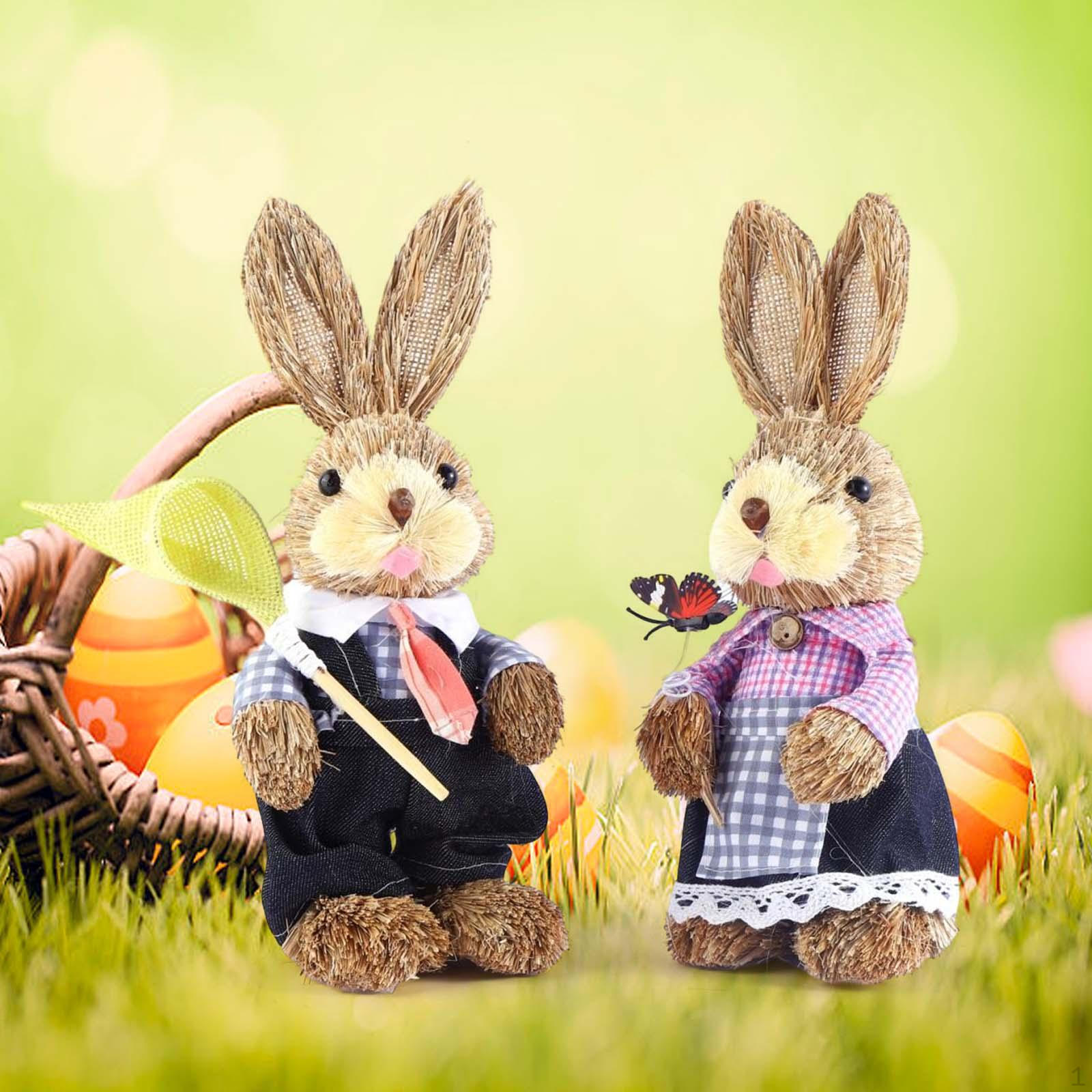 

2 фигурки пасхальных кроликов, садовая статуя, декор, скульптура мультяшного животного для столешницы, Style C