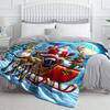 [1pc Christmas Throw Blanket] Soft Custom 1pc Christmas Santa Claus Reindeer Sleigh Snowy Scene Flannel Throw Blanket | 3D Digit