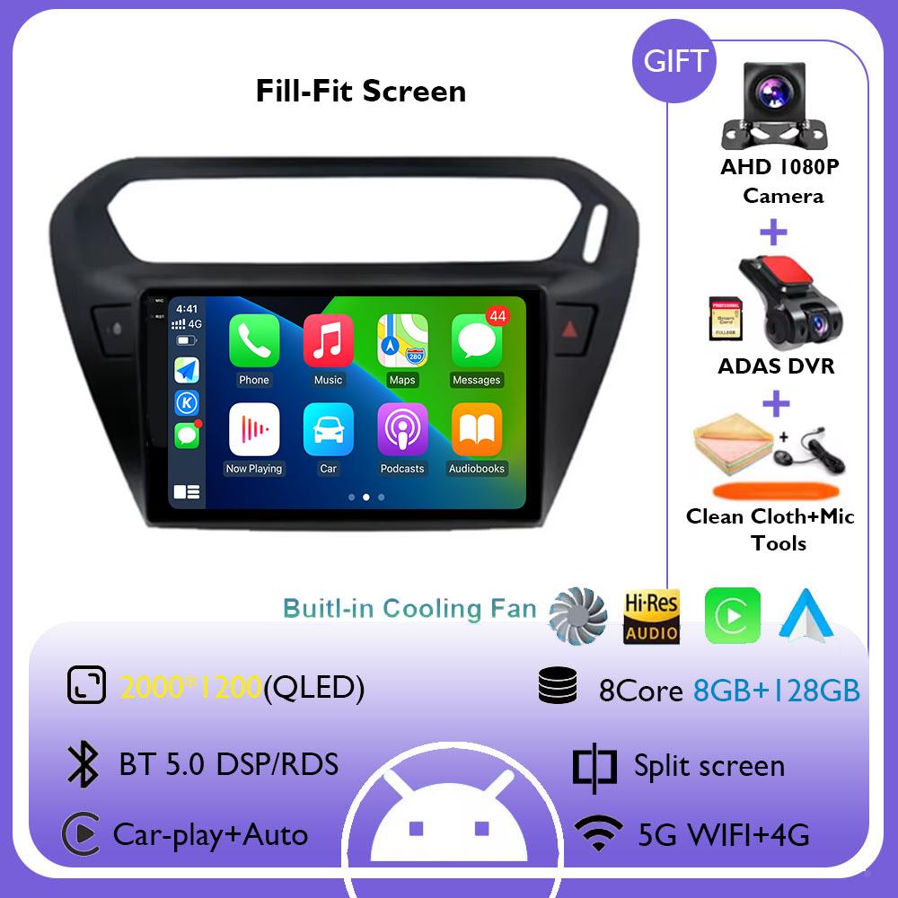 Android 14 For Peugeot 301 per Citroen C-Elysee 2012 - 2016 Car Multimedia Player Car GPS Navigation Touch Screen No 2din