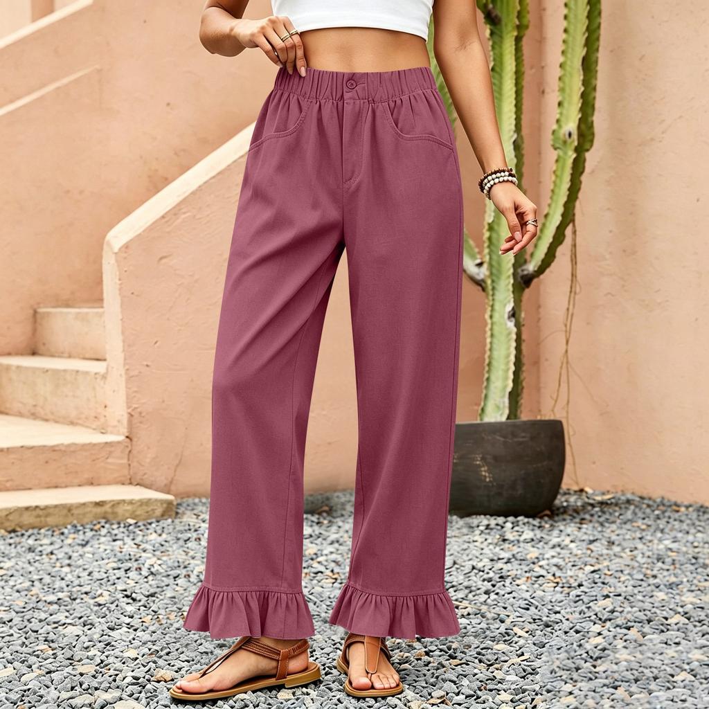 Women's Color Drawstring Yoga Pants with Pockets Loose Fit for Gym and Casual Wear