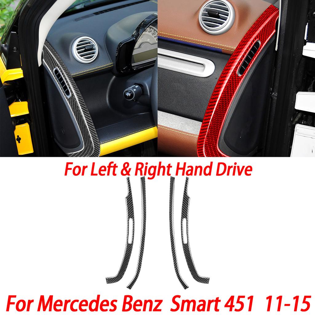 For Benz Smart W451 Fortwo 2011-2015 Carbon Fiber Copilot Storage Box Handle Center CD Gear Shift Panel Interior Trim Sticker