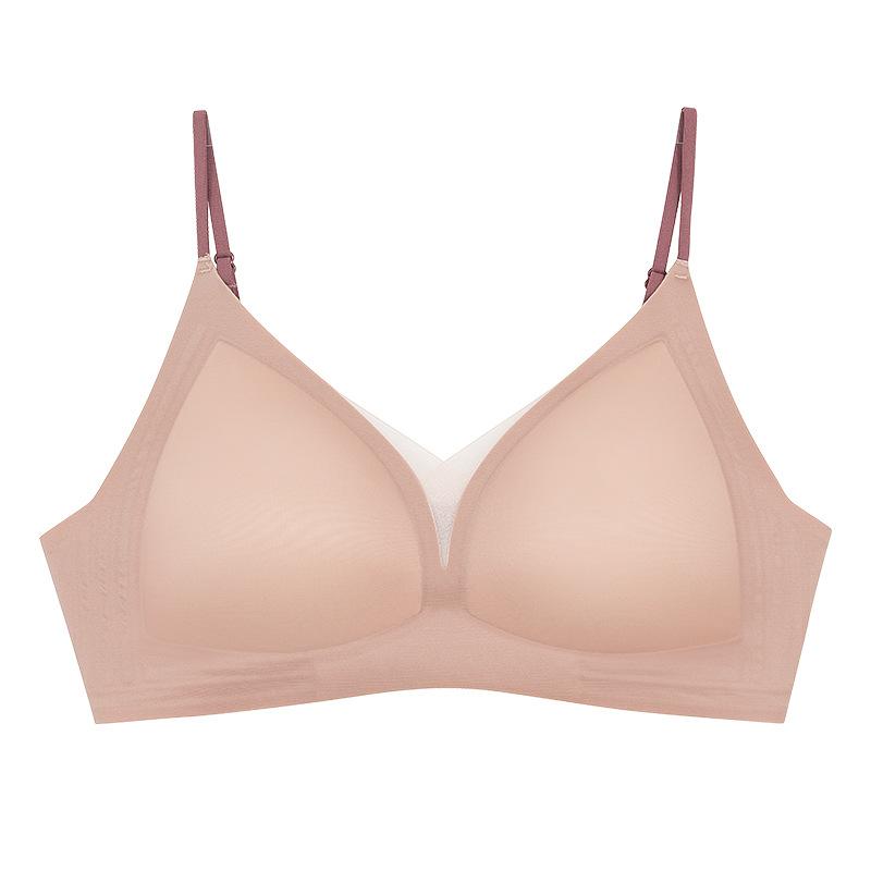 

French Triangle Cup Water Light Muscle Foundation Skin Gathering No Steel Rim Ultra-thin Sexy Chest Traceless Bra Xl (recommended 60-67.5kg ) рожевий