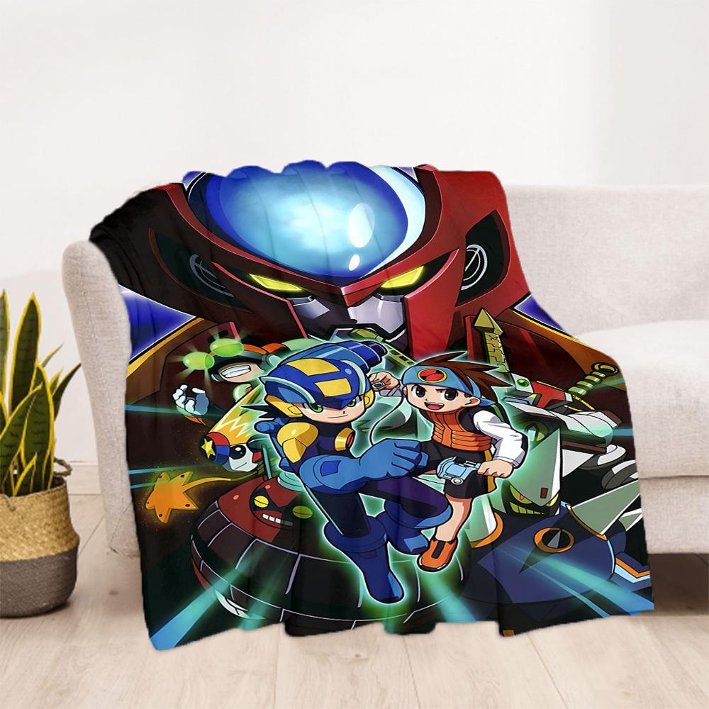 1PC Mega Man Battle Network Outdoor Blanket Lightweight Flannel, Soft & Warm, All-Season Use for Sofa, Outdoor, Camping, Living Room, Office87