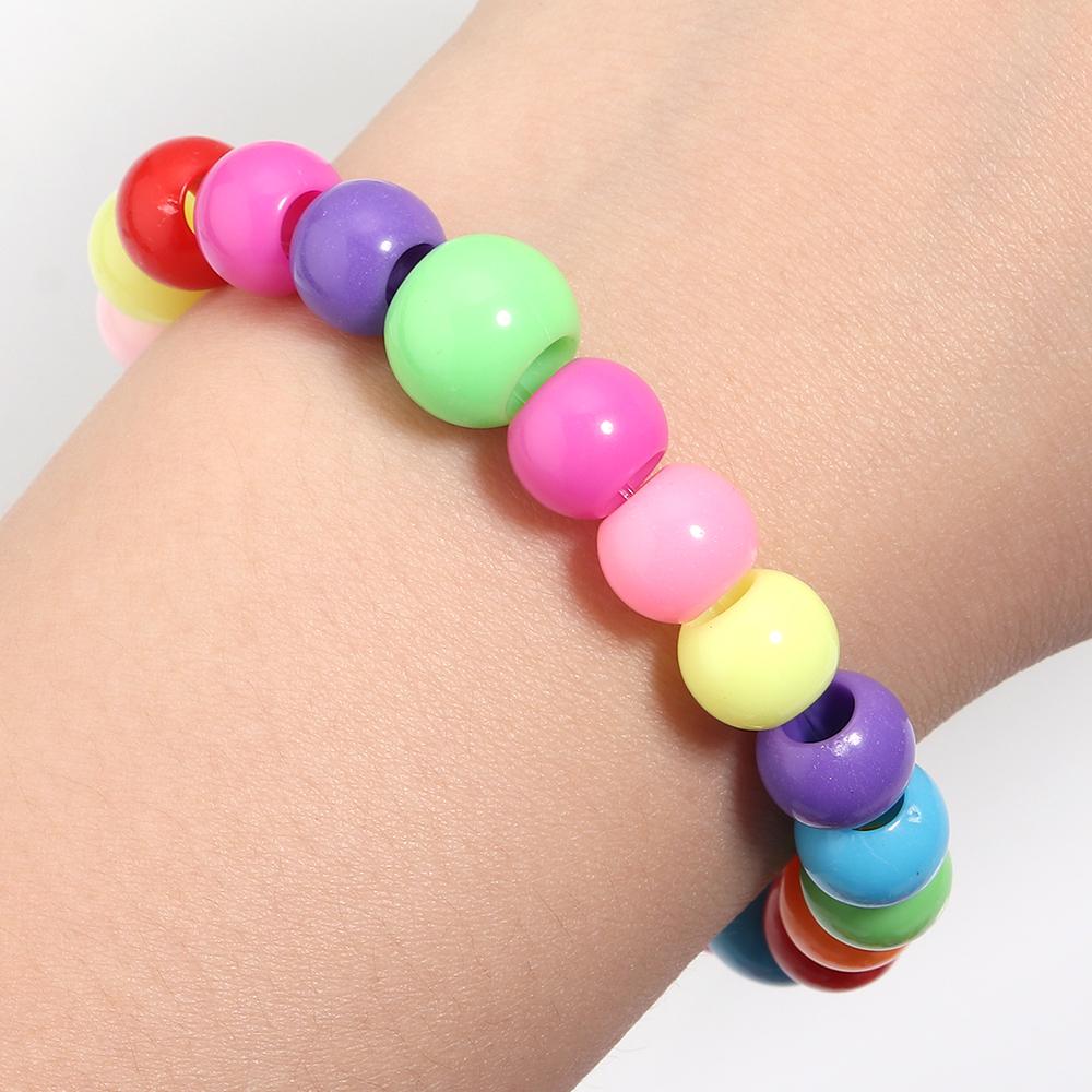 50Pcs/Lot Acrylic Beads Color Multi-specification Large Hole Round Loose Beads Diy Candy Color Bracelet Necklace Accessories