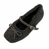 Internet Celebrity French Bow Warm Flat Bottom Fluffy Shoes Women Wear 2025 New Velvet Mary Jane Cotton Shoes