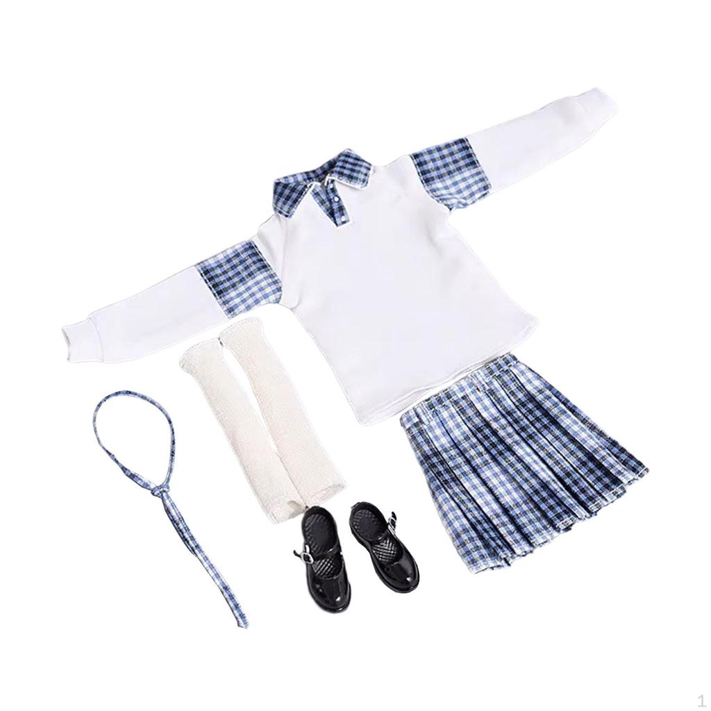 1/6 Girl Uniform Skirt Set Full Suit Body Dolls Cosplay Shirt Shoes Outfit Costume for 12"