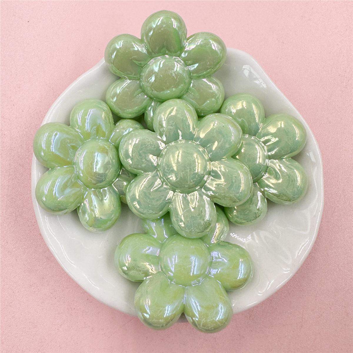 

Творческий материал из бисера, подвески для бисера, ручная работа, 5 шт., украшения в форме цветка, аксессуары с отверстием, самодельные бусины-подсолнухи, свободные бусины, акрил about31.3mm 5pcs зелёный