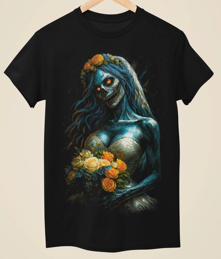 Inspired By Corpse Bride Zombie Bride Dark Art Unisex Black TShirt (H0038) S