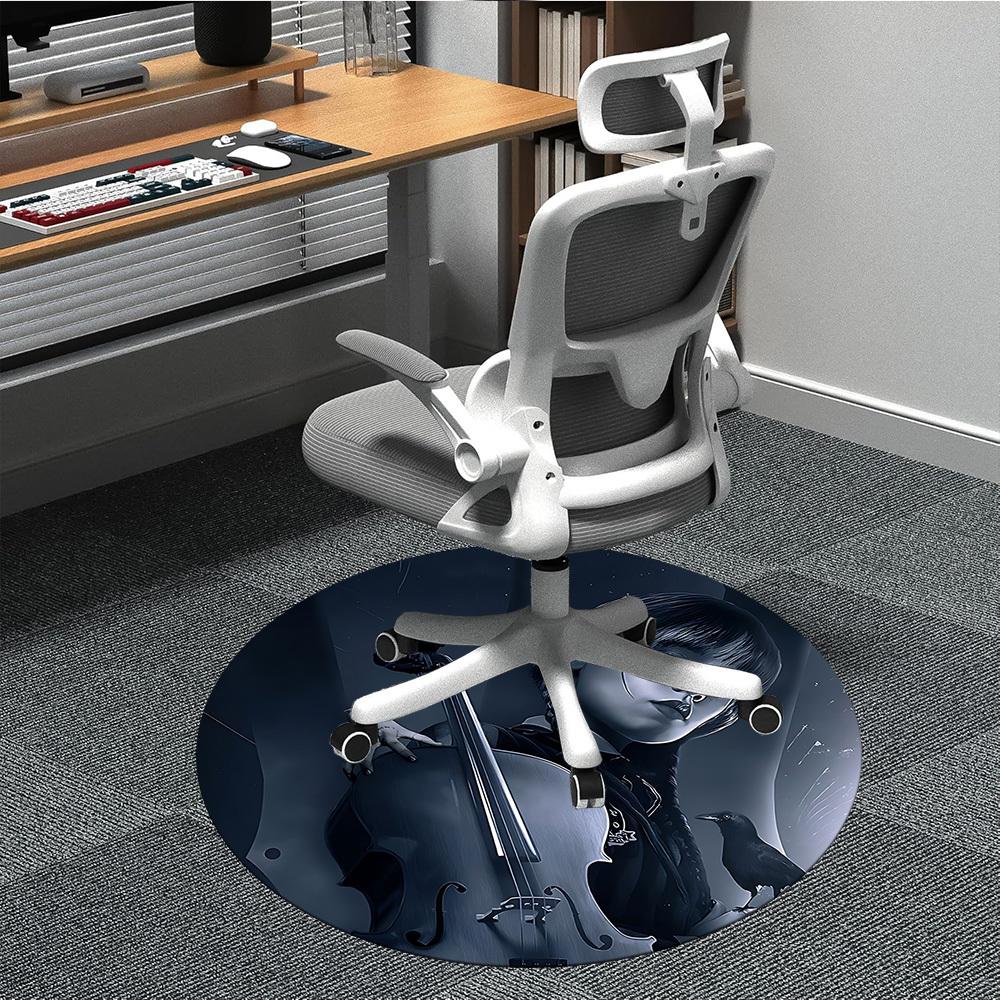 1pc Wednesday Chair Carpet for Office, Indoor Non Slip Washable Polyester Fiber Carpet, Mat For Office, Machine Washable