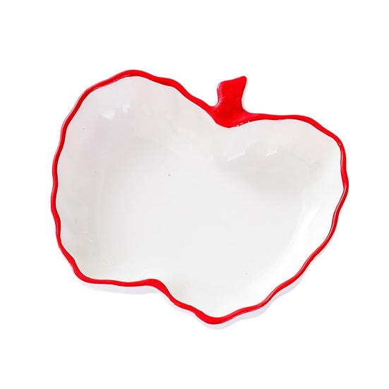 Ceramic Jewelry Dish for Women Small Fruit Shaped Trinket Tray with Ruffle Trim Desktop Key Ring Necklace Holder Organizer for Home Bedroom красный