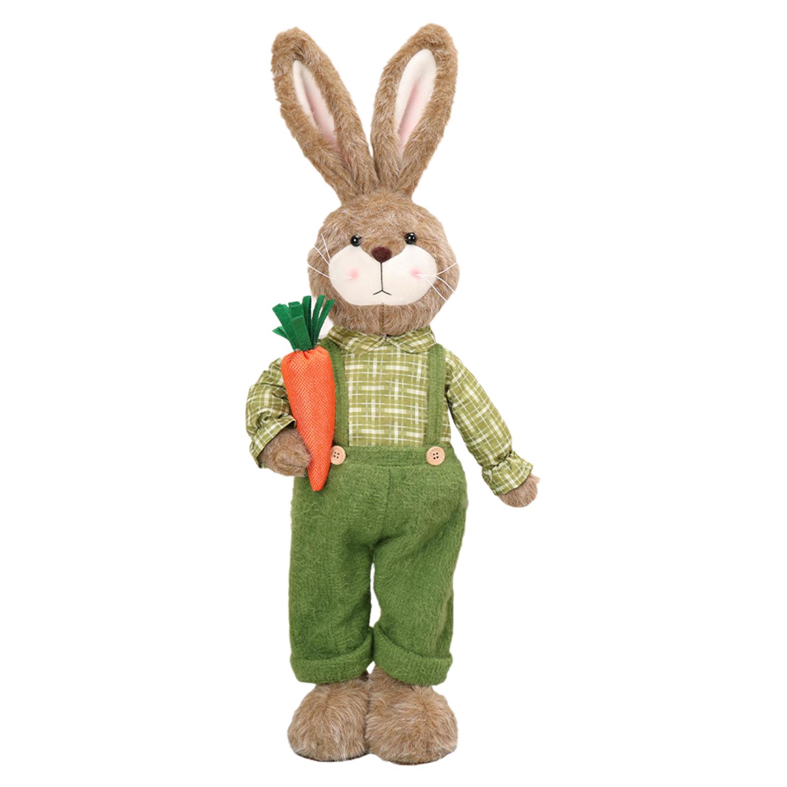 

Plush Standing Rabbits Figurines 21.2-24in Adjustable Leg Fabric Rabbit Ornament for Home Spring Tabletop Holiday Room Decor зелёный