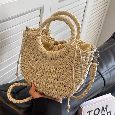 Neue gewebte Tasche Große Kapazität Strohtasche Damen Urlaubs Strand Umhängetasche Vielseitige Handtasche Schultertasche