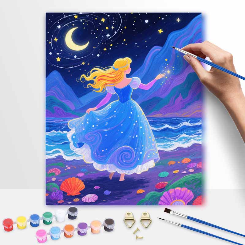 Disney Digital Oil Painting Art Kit Starry Night Princess Handmade Coloring Painting Home Decor