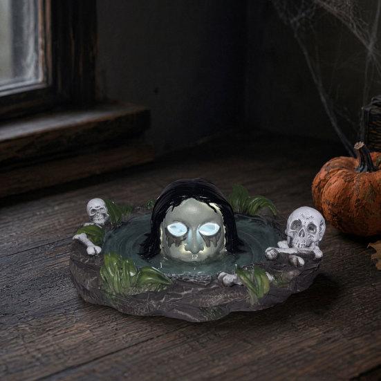 Yousheng Halloween Scary Ghost Ashtray, Spooky Resin Water Ghost Skull Ash Tray for Living Room, Home Office Desk Decor