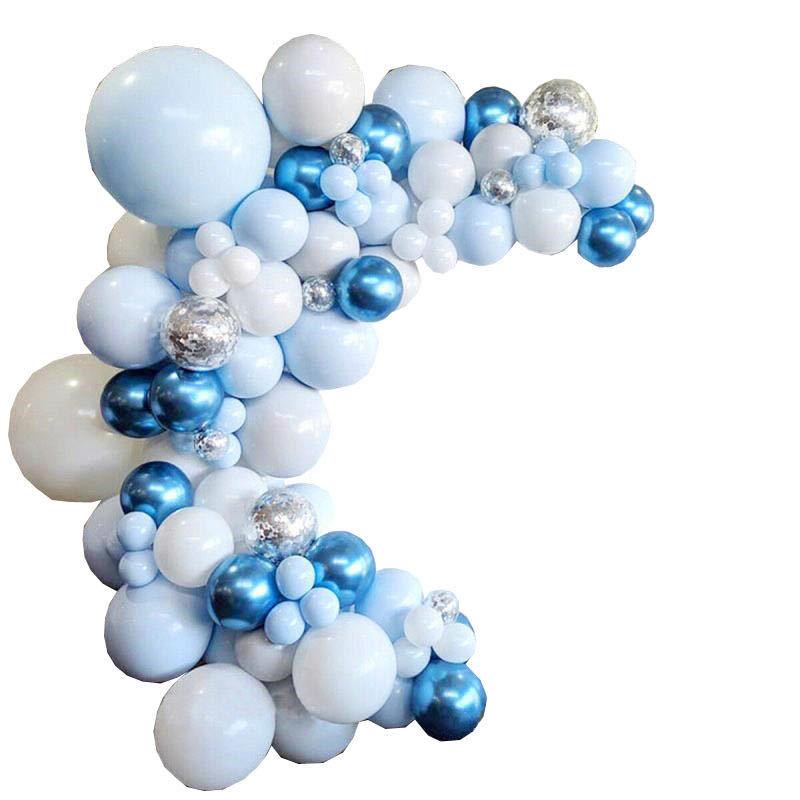 Blue Silver Latex Balloon, Birthday Arrangement Party Supplies Wedding Decoration Balloon Chain Set