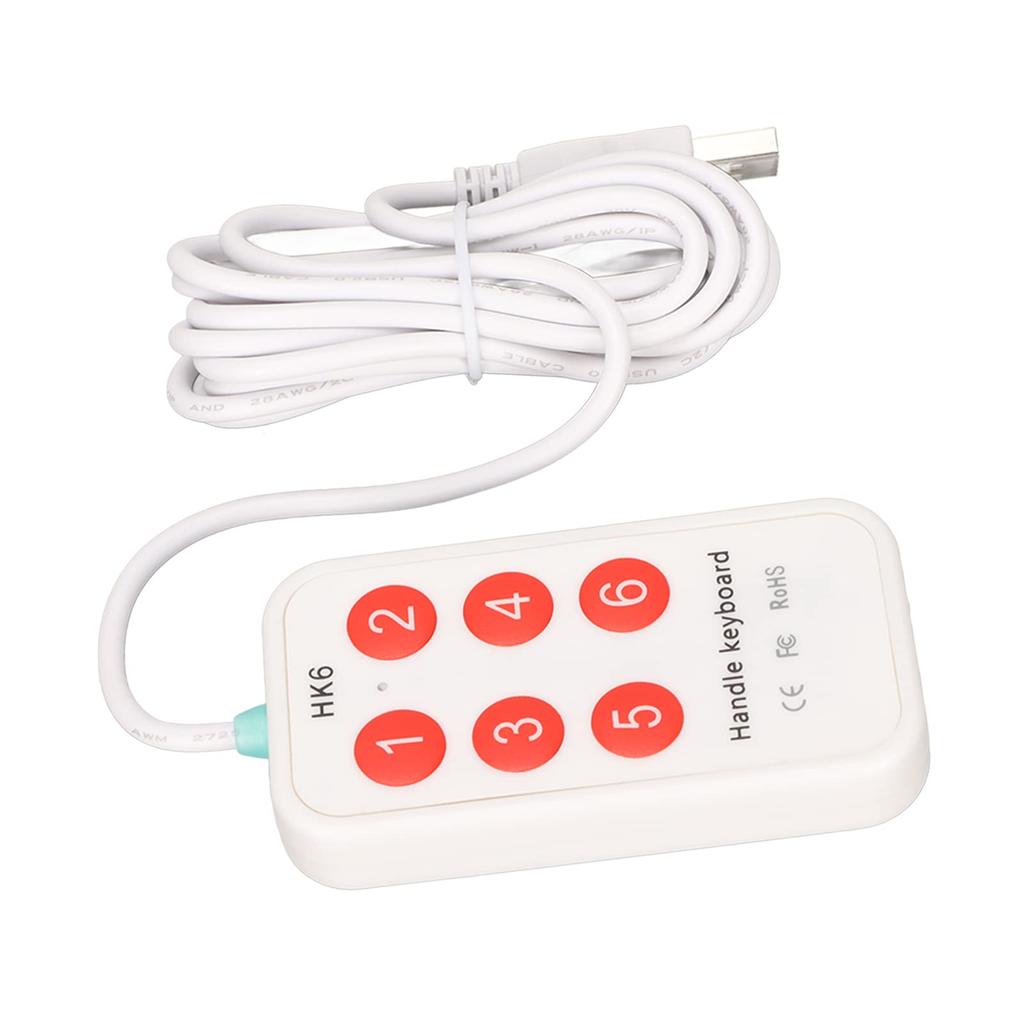 6.6ft Wired USB Pocket Keyboard with 6 Keys, Customizable Mini Button Keypad for Handheld Switch Controller Gaming Laptops
