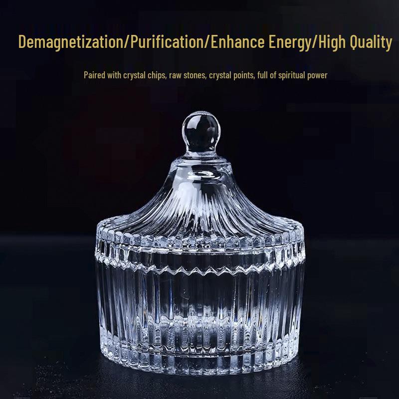 White Crystal Purification Bowl: Demagnetization Stone, Amulet Salt Container, Gem Glass.