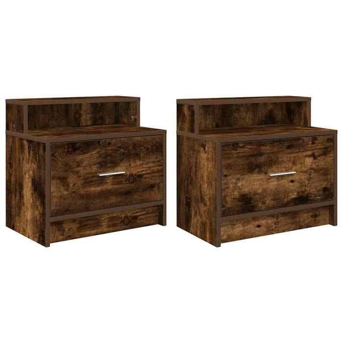 VidaXL Bedside Tables with Drawer 2 Pcs Smoked Oak 51x31x47 Cm, Side Table, Bedside Cabinet, Side Table for the 858677
