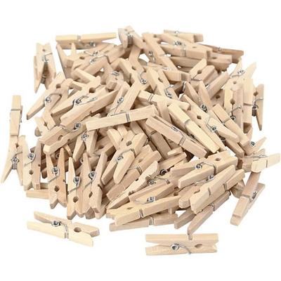 Small Wooden Clothespins with Metal Spiral Spring. Ref 564540