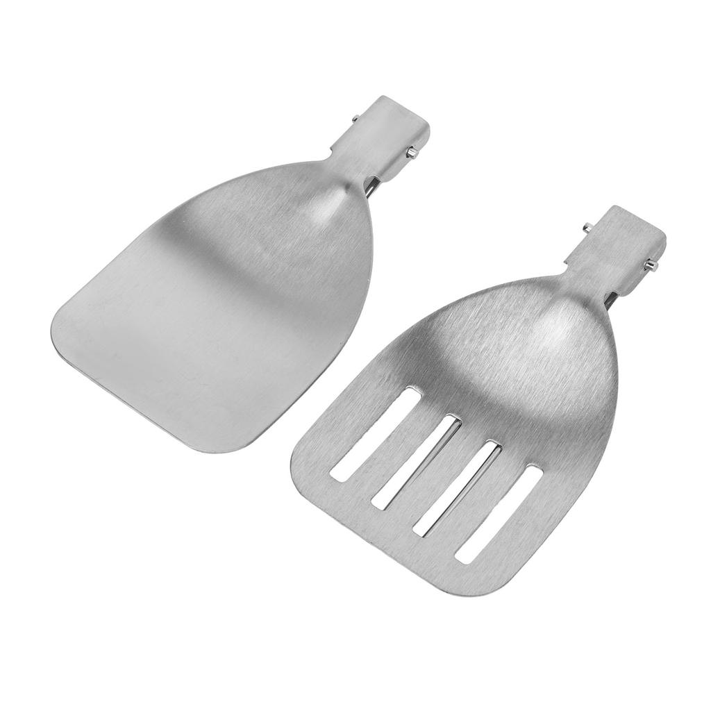 2pcs 304 Stainless Steel Spatula Foldable Food Turner Portable Spatula for Outdoor Picnic Equipment