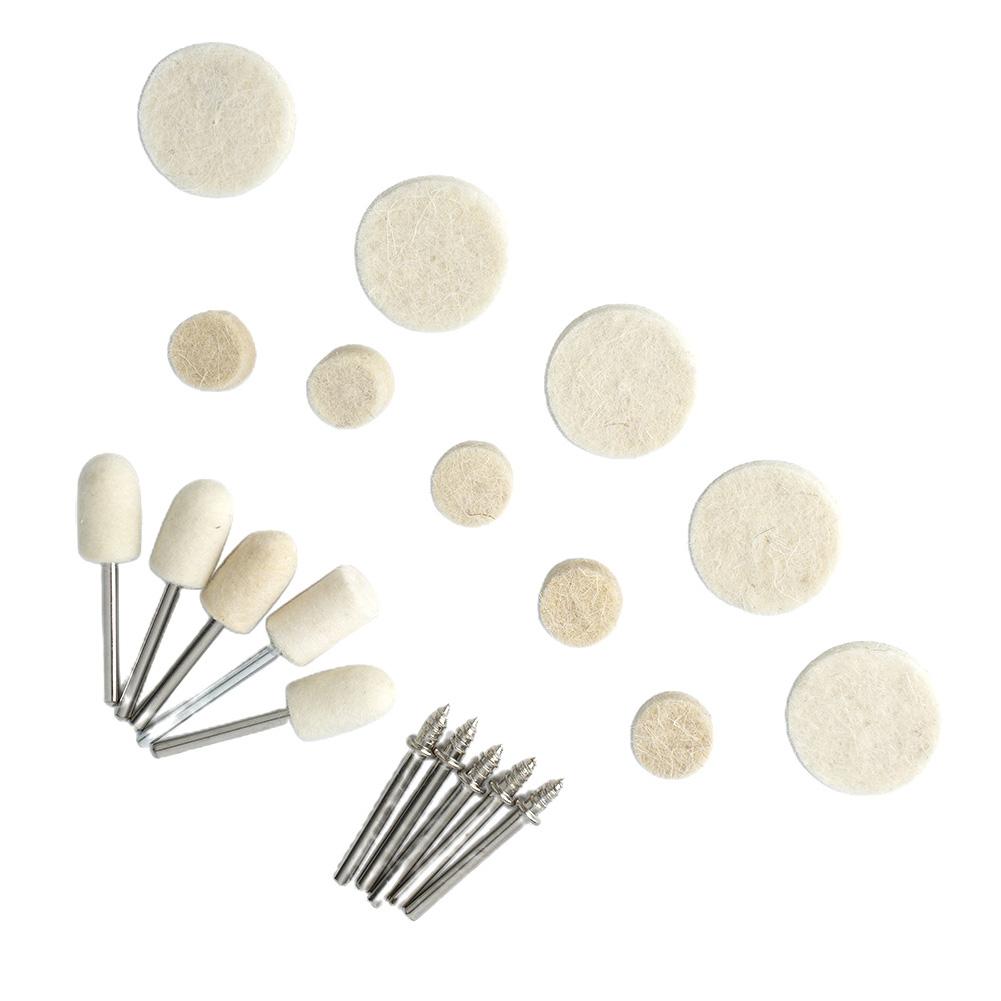 Woll-Polierscheiben-Set 129 Teile für 3mm Schaft Rotationswerkzeug zum Polieren von Metall Holz mit Filzkegeln Zylindern und Verbindungsstangen