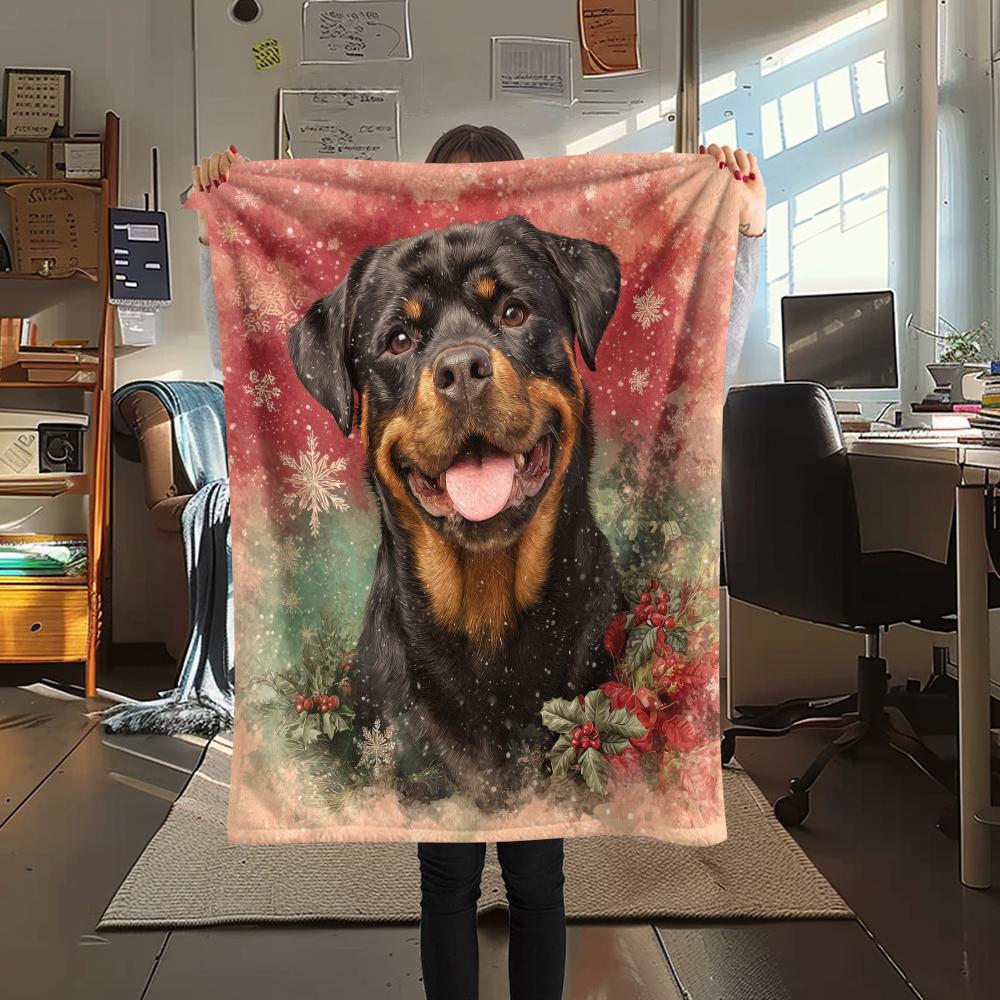 Pink Rottweiler,pattern Flannel Blanket, High quality Comfortable for All Seasons, Home Decor, Warmth and Comfort, Perfect for Gifts.