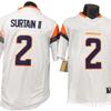 Maglia Rugby Uomo NFL Denver Broncos 2 Patrick Surtain II Ricamata Maglietta Bianca in Cotone Premium