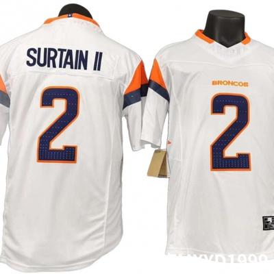 Ανδρικό NFL Denver Broncos 2 Patrick Surtain II Κεντημένο Ράγκμπι Φανελάκι Λευκό Βαμβακερό T-Shirt Premium
