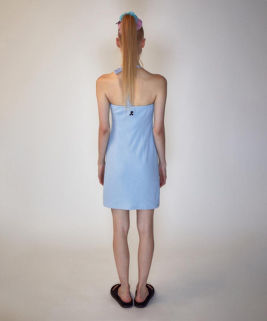 Rest And Recreation Rr Halter Neck Mini Dress Skyblue