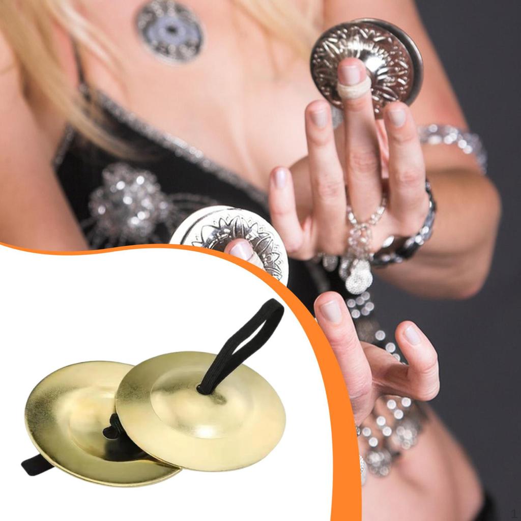2 Pieces Finger Cymbals for Dance Party Musical Instrument Handheld Events Ensembles