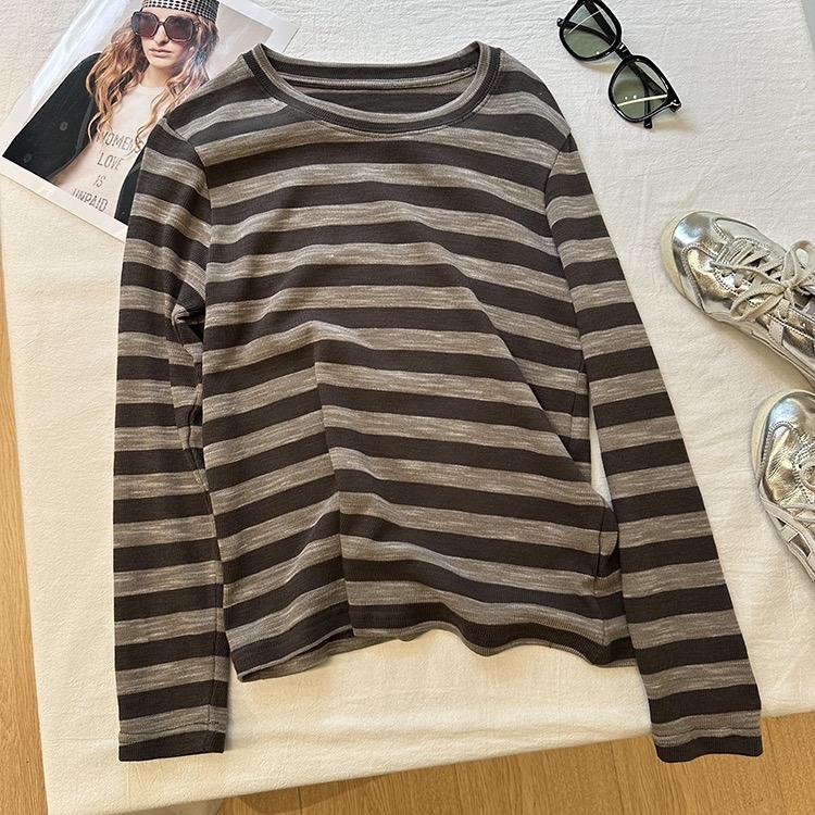 

Новая женская свободная футболка с длинным рукавом весна-осень, полосатый топ, удобная L