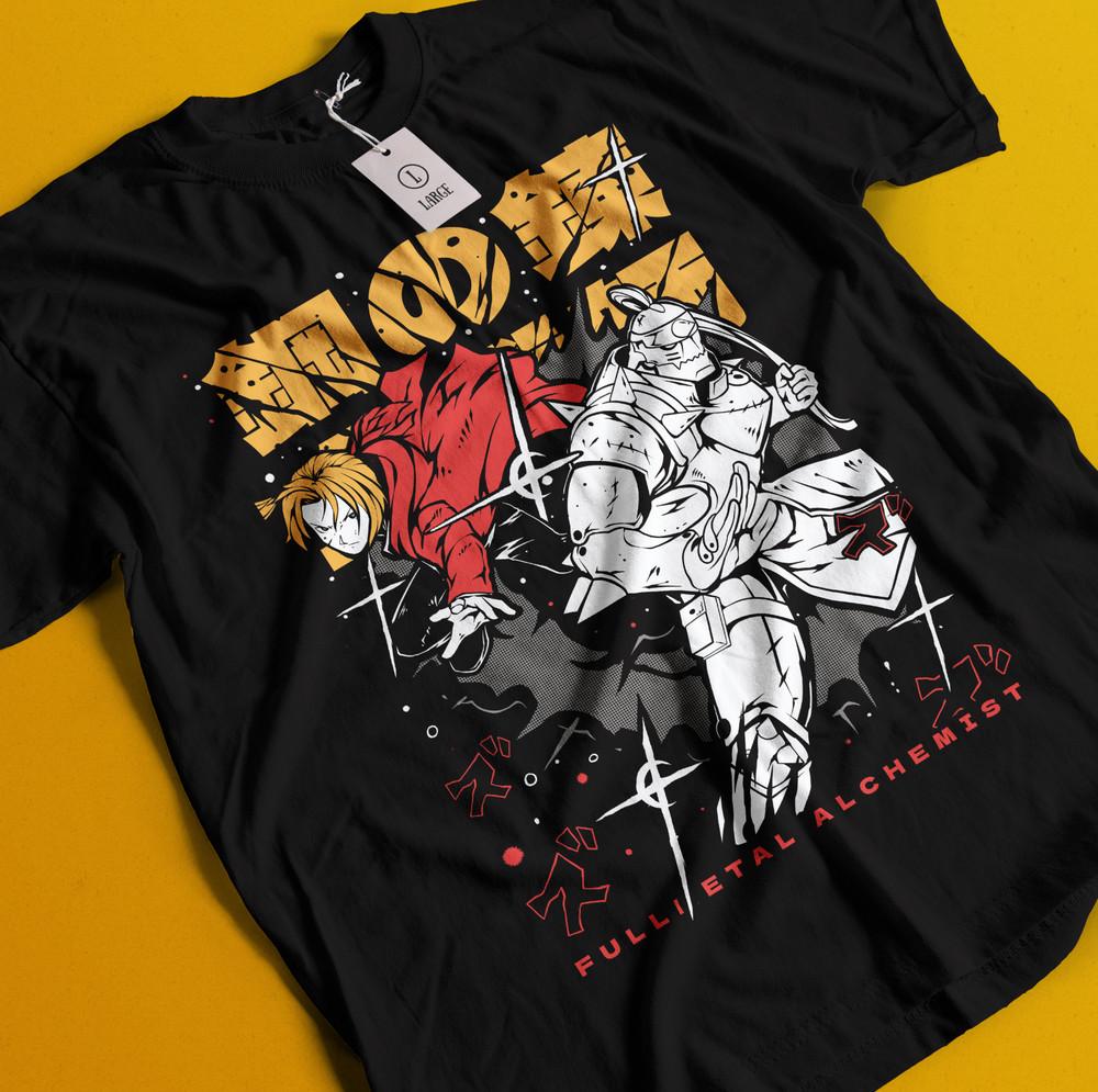 

Fullmetal Alchemist T-Shirt FMA Brotherhood Edward Elric Alphonse Elric Shirt S