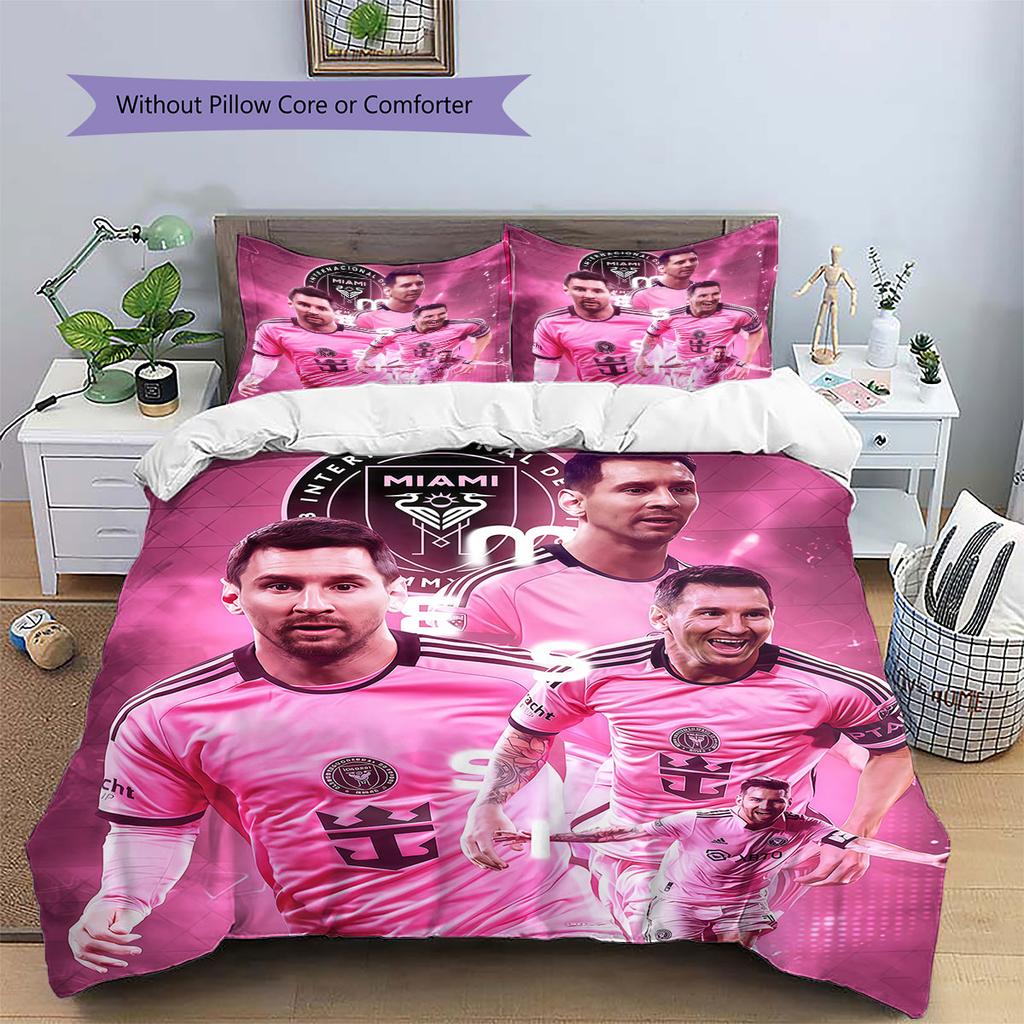 Lionel Messi Pattern Bedding,Quilt Set Quilt Cover Pillowcase Home Birthday Gift(1 * duvet cover + 2 * pillowcase, without core)