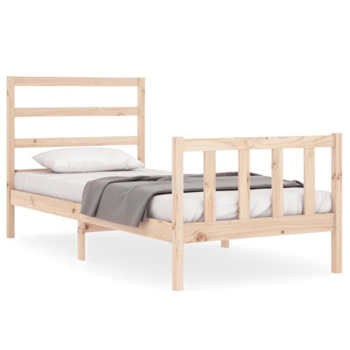 VidaXL Bed Frame with Headboard 90x200 Cm Solid Wood 3191891