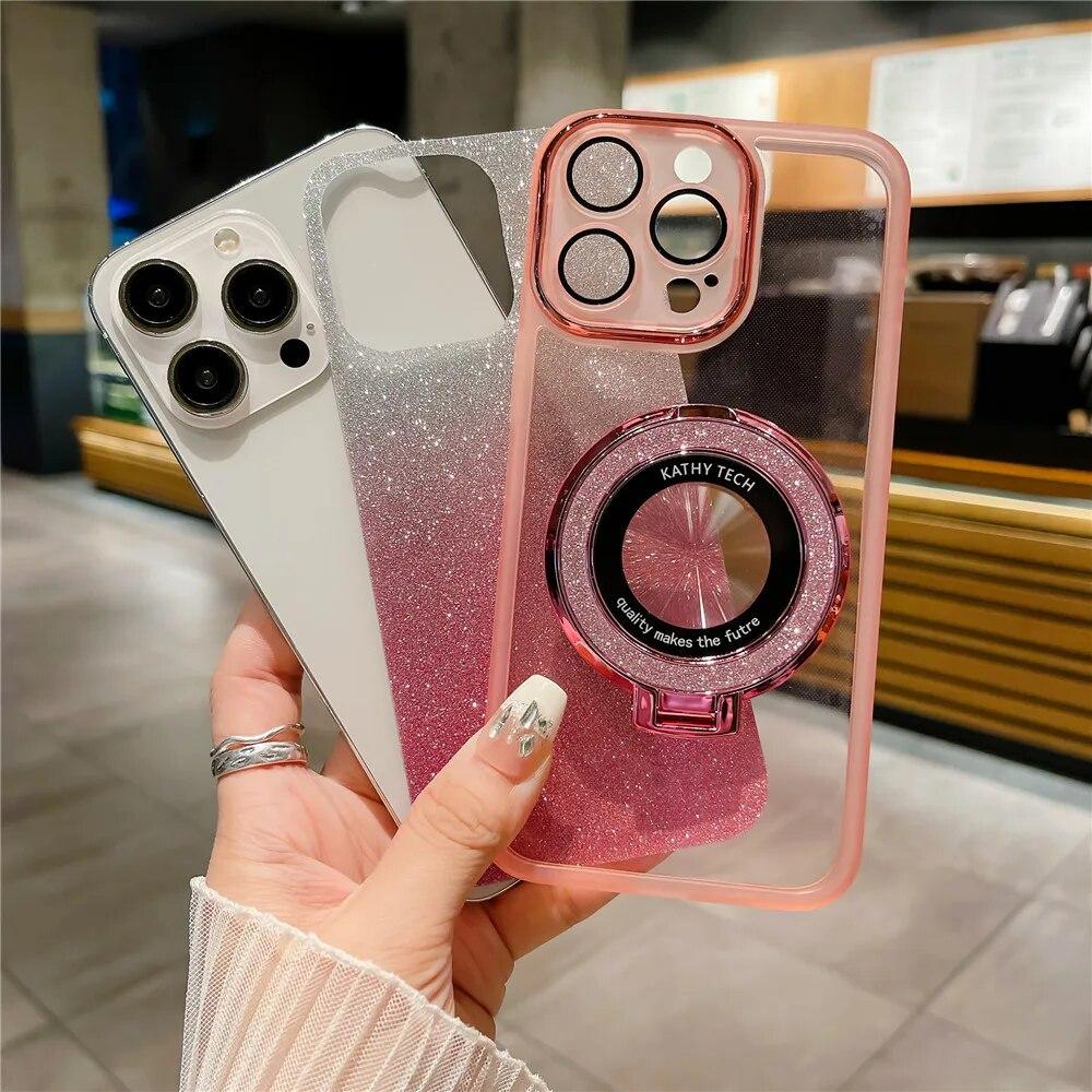 Bling for Magnetic Stand Glitter Phone Case for Samsung A73 A53 A52 A54 A55 A72 A32 A22 A34 A12 A13 A15 5G Soft Silicone Cover