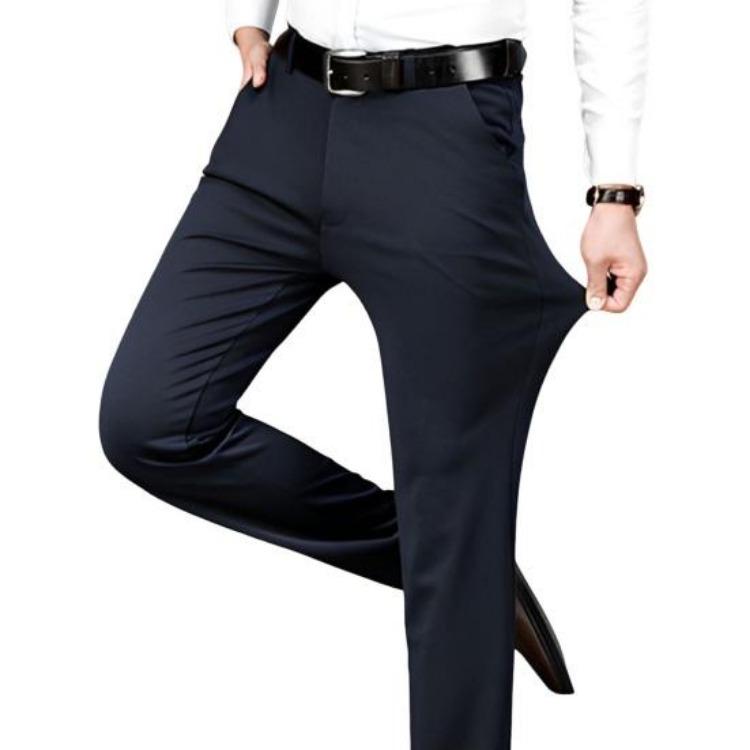Pantalones de Traje para Hombre Elásticos Finos Pierna Recta Resistentes a las Arrugas Sin Planchar Oficina Pantalones de Negocios Ropa Formal Cita