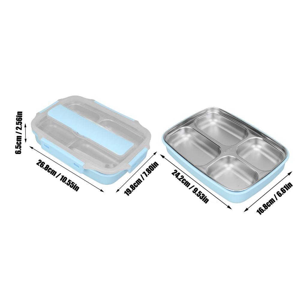 304 Stainless Steel Insulated Lunch Box 4 Compartment Food Storage Container  For Picnics