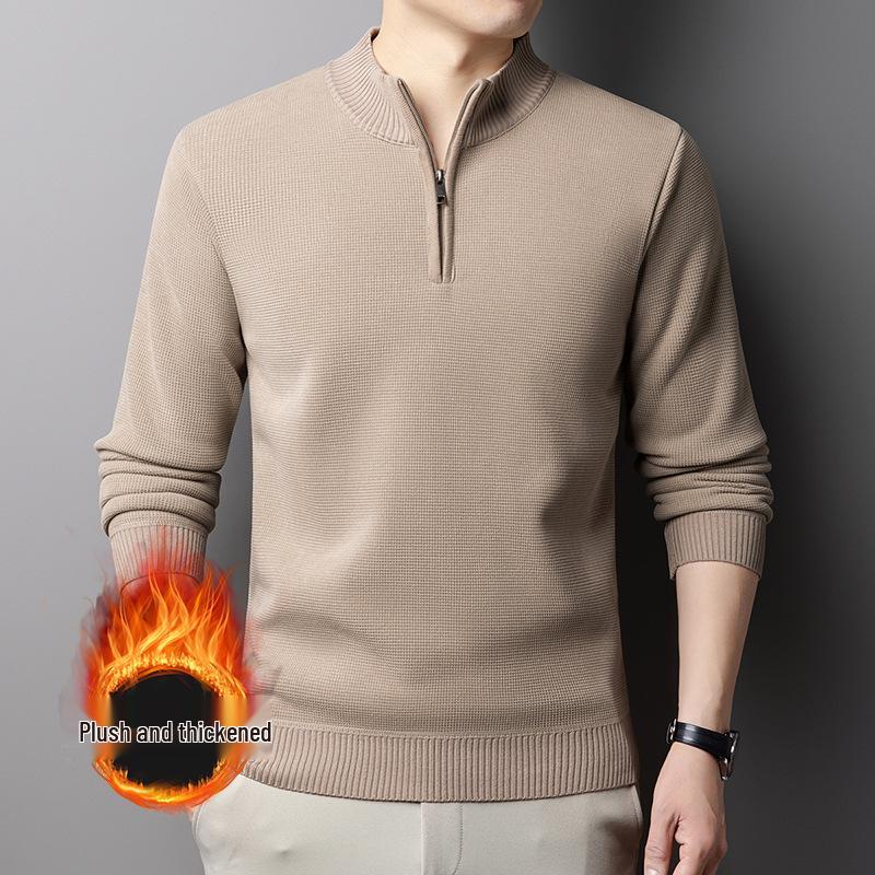 

Men s High-Neck Fleece-Lined Knit Sweater 2XL хакі