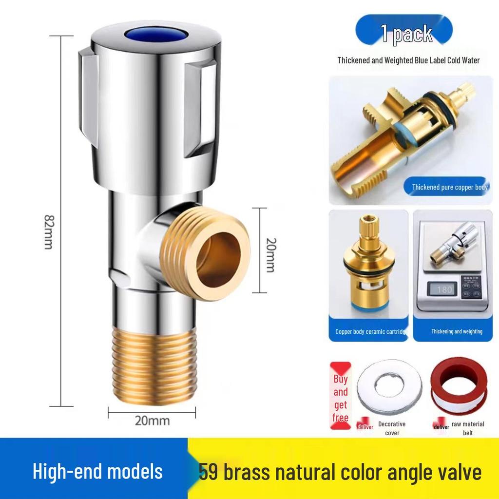 Universal 4-Point All-Copper Angle Valve for Hot/Cold Water, Stainless Steel Household Water Heater/Toilet Switch