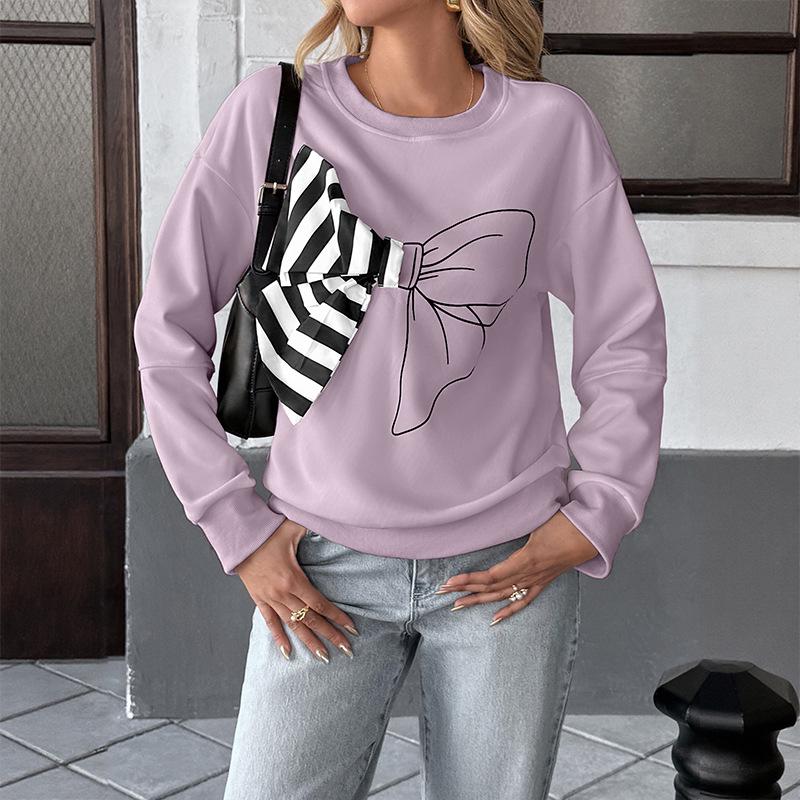Women's Retro Long Sleeve Bowknot Hoodie - Autumn/Winter 2026 Collection