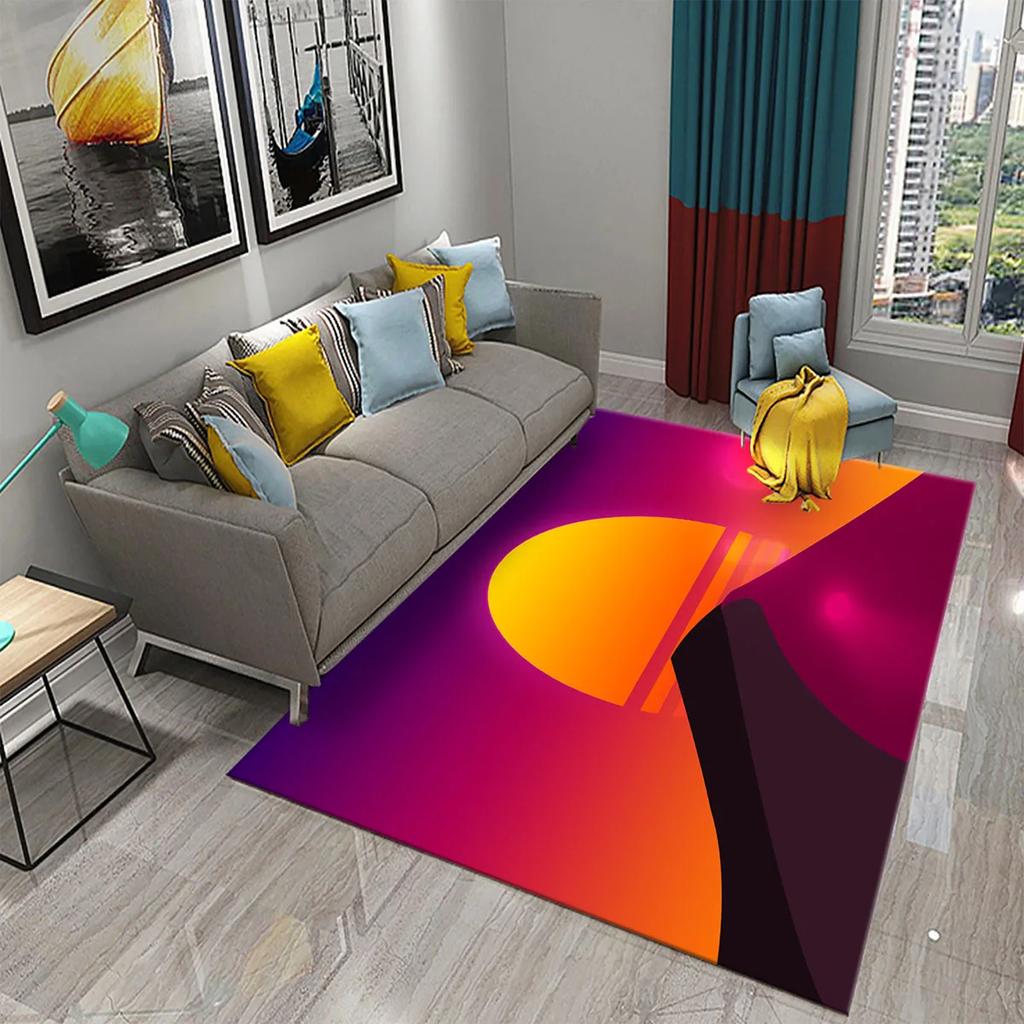3D Colorful Cartoon Sunrise Carpet for Bathroom Entrance Non-Slip Mat Kitchen Living Room Kids Bedroom Decor Floor Carpet Rugs